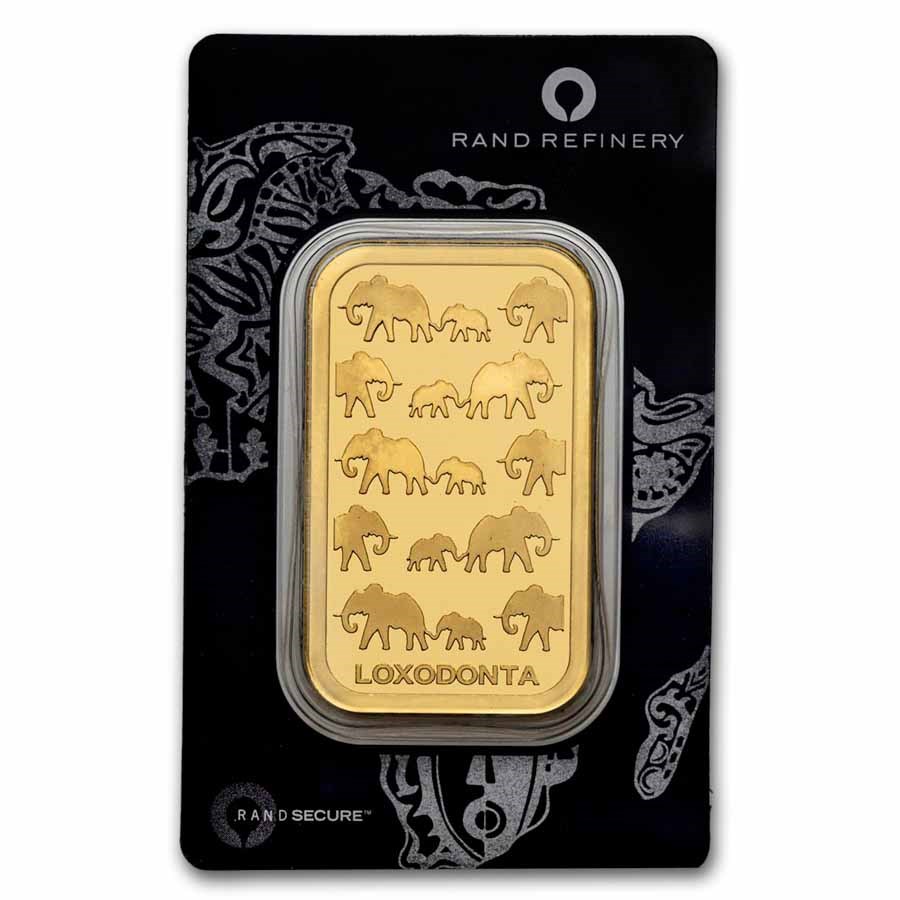 100 gram Gold Bar - Rand Elephant Loxodonta (In Assay)